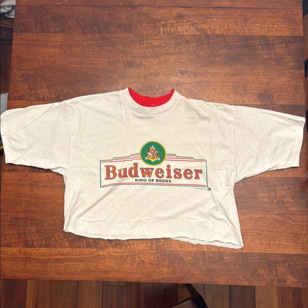 Vintage Budweiser Cropped White T-Shirt